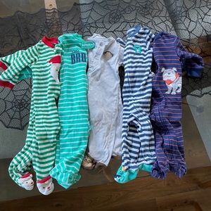 Bundle of baby boys footie pajamas